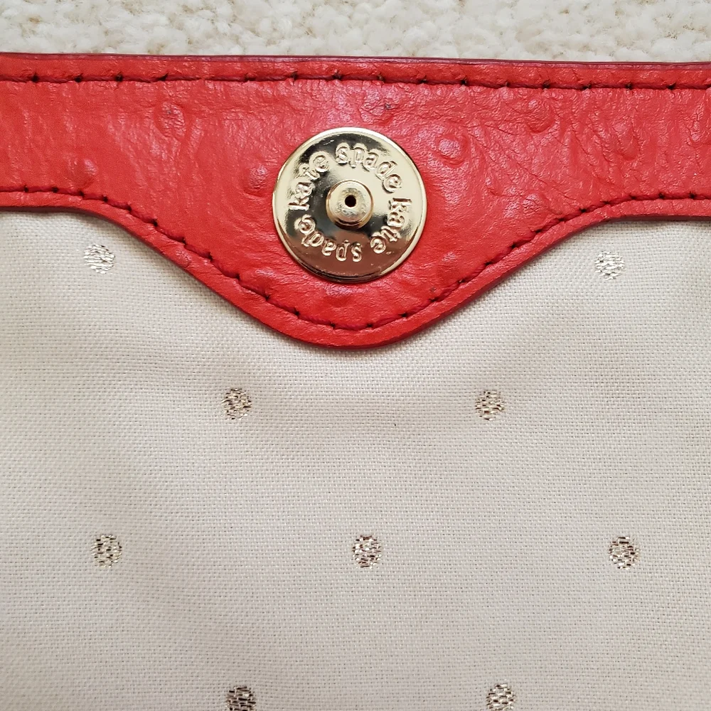 Kate Spade Portola Valley Ostrich Embossed Leather Shoulder Bag in Spice Red